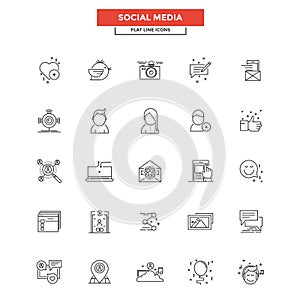 Flat Line Icons- Social media