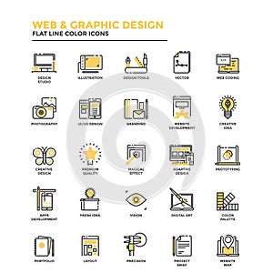 Flat Line Icons- Web and Graphic Design