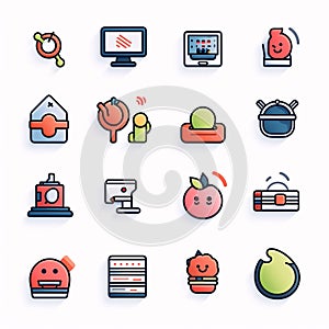 Flat line icons for web and mobile applications. Vector illustration