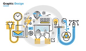 Flat line illustration of graphic design process