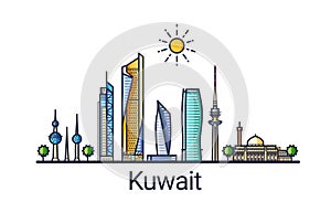 Flat line Kuwait banner photo
