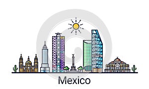 Flat line Mexico banner