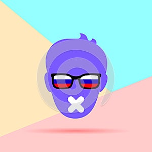 Flat Line modern art design graphic image of Flat Male face with