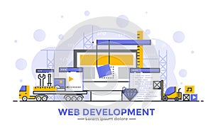 Flat Line Modern Concept Illustration - App development