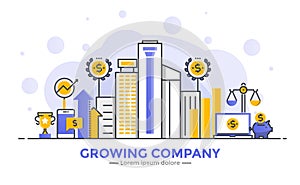 Flat Line Modern Concept Illustration - Growing Company