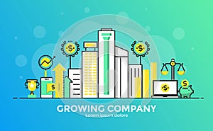 Flat Line Modern Concept Illustration - Growing Company