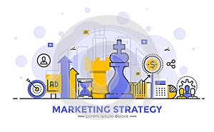 Flat Line Modern Concept Illustration - Marketing Strategy