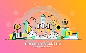 Flat Line Modern Concept Illustration - Project Startup