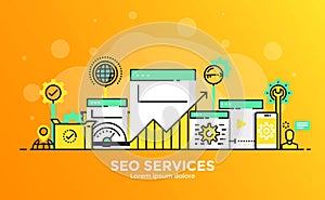 Flat Line Modern Concept Illustration - SEO Services