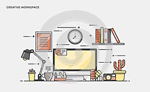 Flat Line Modern Concept Illustration
