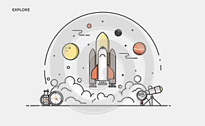 Flat Line Modern Concept Illustration