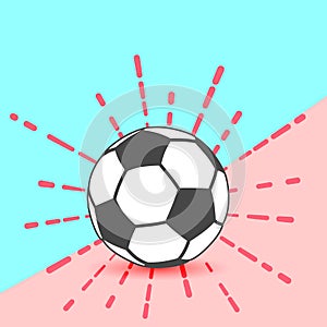 Flat Line modern pastel colored soccer ball icon with shadow on