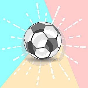 Flat Line modern pastel colored soccer ball icon with shadow on