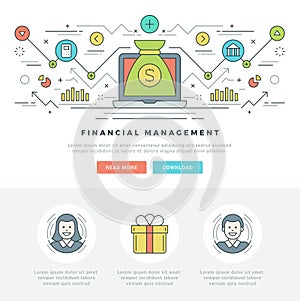 Flat line Online Business Concept Vector illustration. Modern thin linear stroke vector icons.