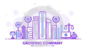 Flat Line Purple color Modern Concept Illustration - Growing Com