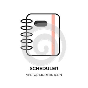 Flat line scheduler icon business planner vector