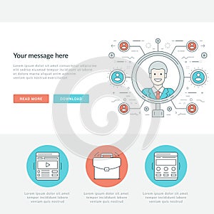 Flat line Search Employee Concept Vector illustration.