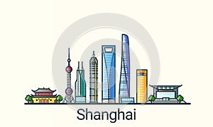 Flat line Shanghai banner photo