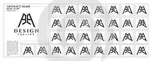 Flat line sharp abstract shape letter A AA logo stamp set