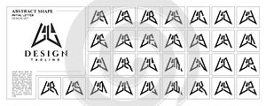 Flat line sharp abstract shape letter L LL logo stamp set photo