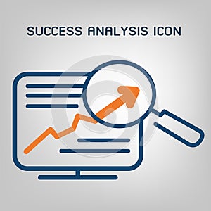 Flat line site analysis icon. SEO (search engine optimization) scan. Chart, financial statistics, market analysis concept. Laconic