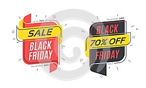 Flat linear bubble Black Friday. Sale banners