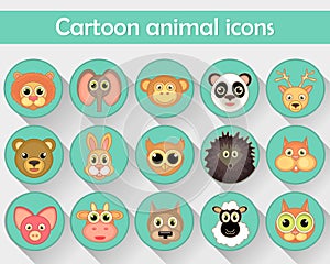 Flat linear icons of pets, forest animals and zoos are isolated in a circle.