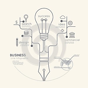 Flat linear Infographic Business Education Pen Tree with Light