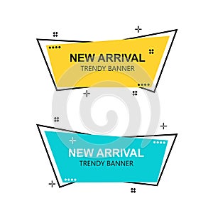 Flat linear promotion ribbon banner, Set of trendy flat geometric vector banners