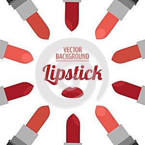 Flat lipstick background concept