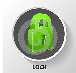 Flat lock with keyhole for safeguard. Vector illustration of sec