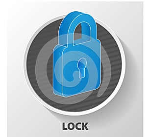 Flat lock with keyhole for safeguard. Vector illustration of sec