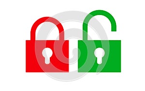 Flat lock unlock icon set color style
