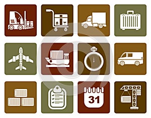 Flat logistics, shipping and transportation icons