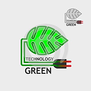 Flat logo, business logo, eco-logo, symbol - tree, color green,