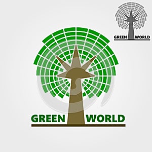 Flat logo, business logo, eco-logo, symbol - tree, color green,