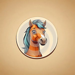 flat logo of Cute horse cartoon illustration animal nature icon concept isolated