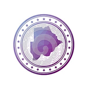 Flat low poly stamp of Botswana.