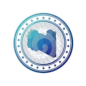 Flat low poly stamp of Libya.