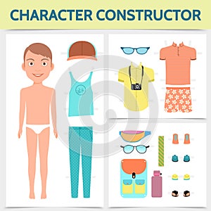 Flat Male Character Constructor Concept