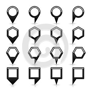 Flat map pins sign black location icon with shadow photo