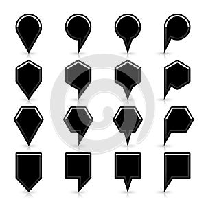 Flat map pins sign black location icon with shadow photo