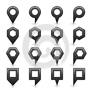 Flat map pins sign black location icon with shadow photo