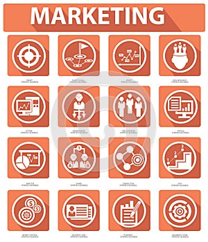 Flat Marketing Icons,orange version