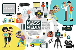 Flat Mass Media Infographic Template