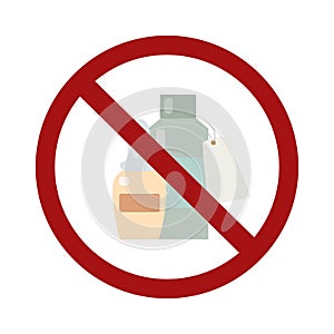 Flat medication bottles in prohibition sign. The ban on self medication. Do not take medicine without a doctors prescription.