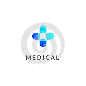 Flat medicine icon blue and green gradient emblem logo, web online concept.