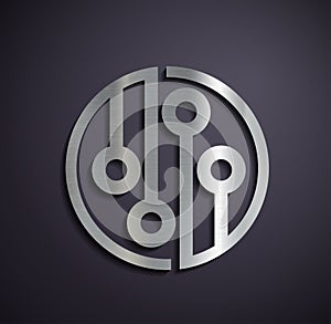 Flat metallic logo microchip.