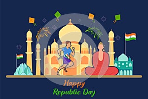 Flat minimal simplistic background for 26 January Happy Republic Day of India