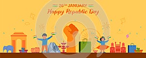 Flat minimal simplistic background for 26 January Happy Republic Day of India